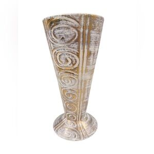 Vintage Cleminson’s Gold Brush Tall Ceramic Vase with 22KT Gold Mid Century MCM